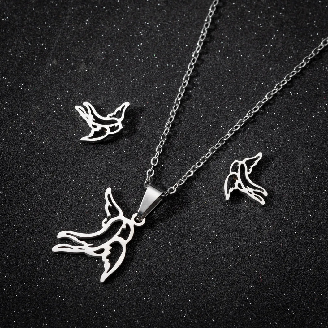 Hummingbird Earring Pendant Necklace