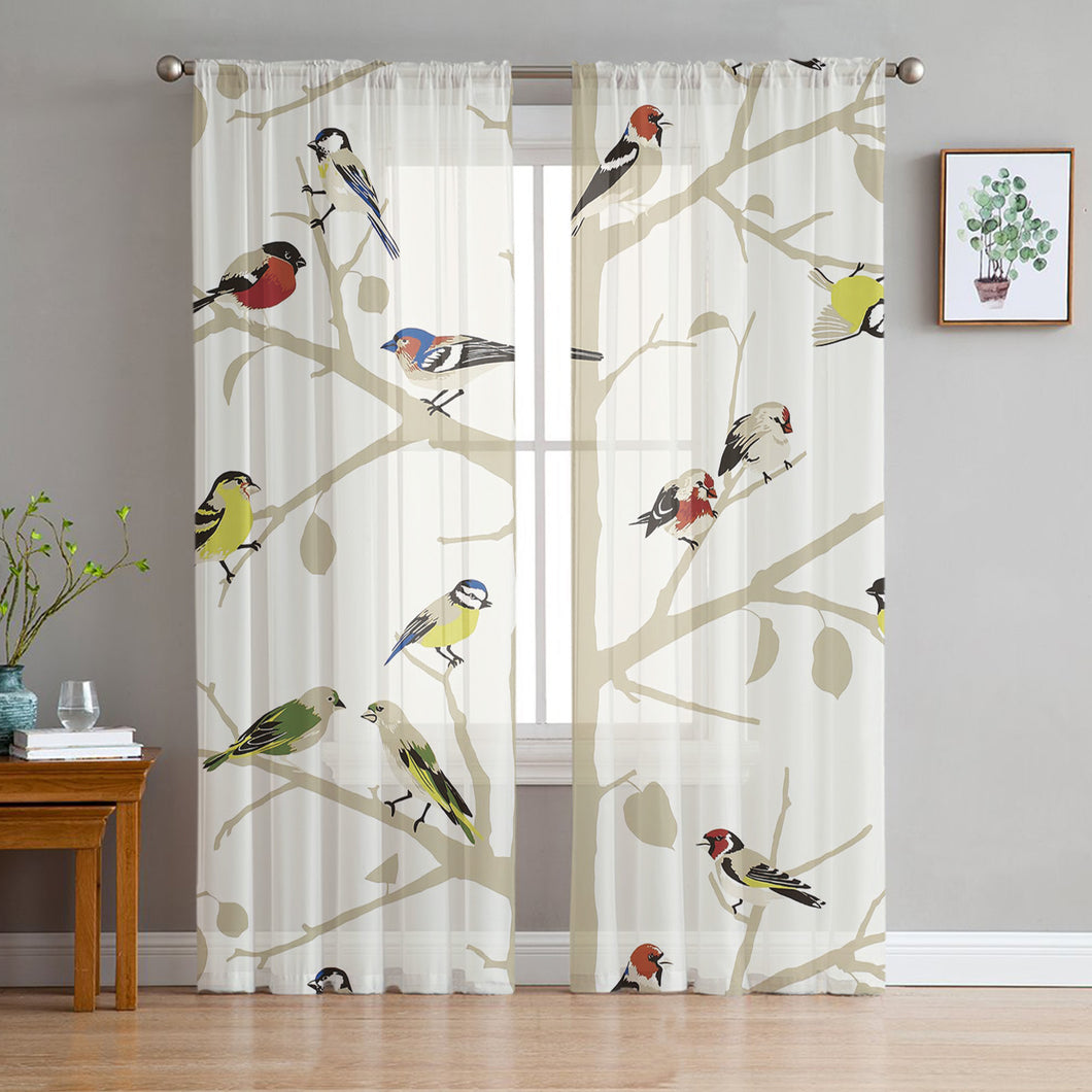 Bird branches window curtain